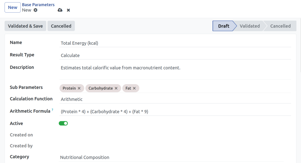 Calculated parameter LIMS for food and beverage labs