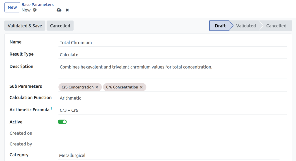 Calculated parameter LIMS for metal testing labs
