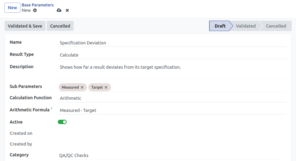 Calculated parameter quality control LIMS