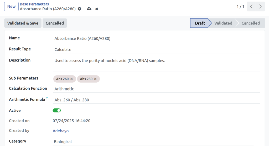 Calculated parameter research and academic lab LIMS
