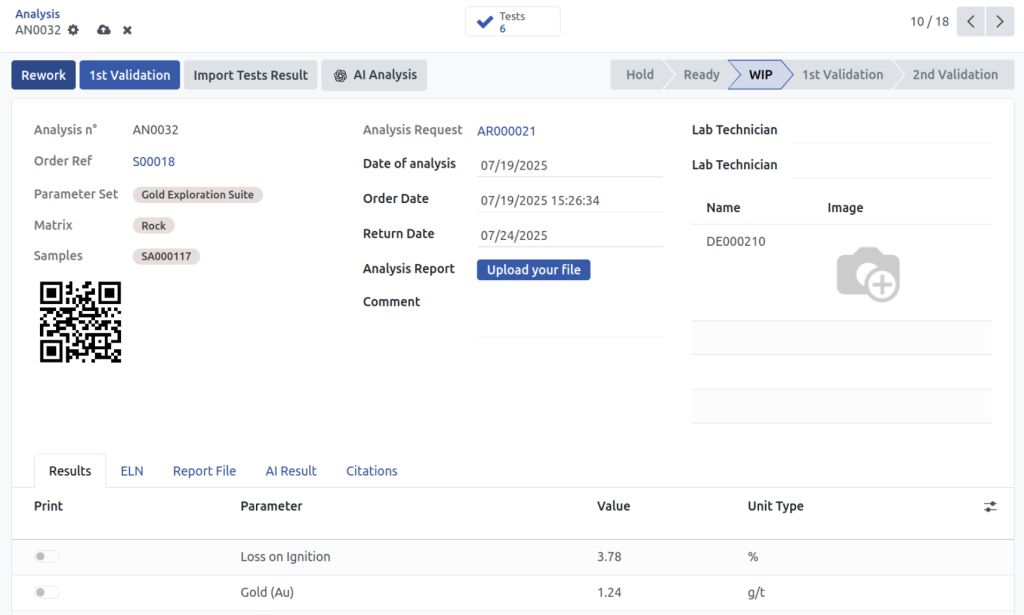 Geotechnical Lab software test analysis interface