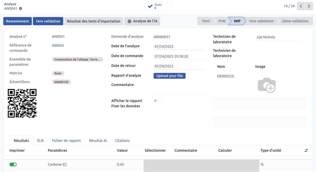 logiciel d'analyse de l'acier