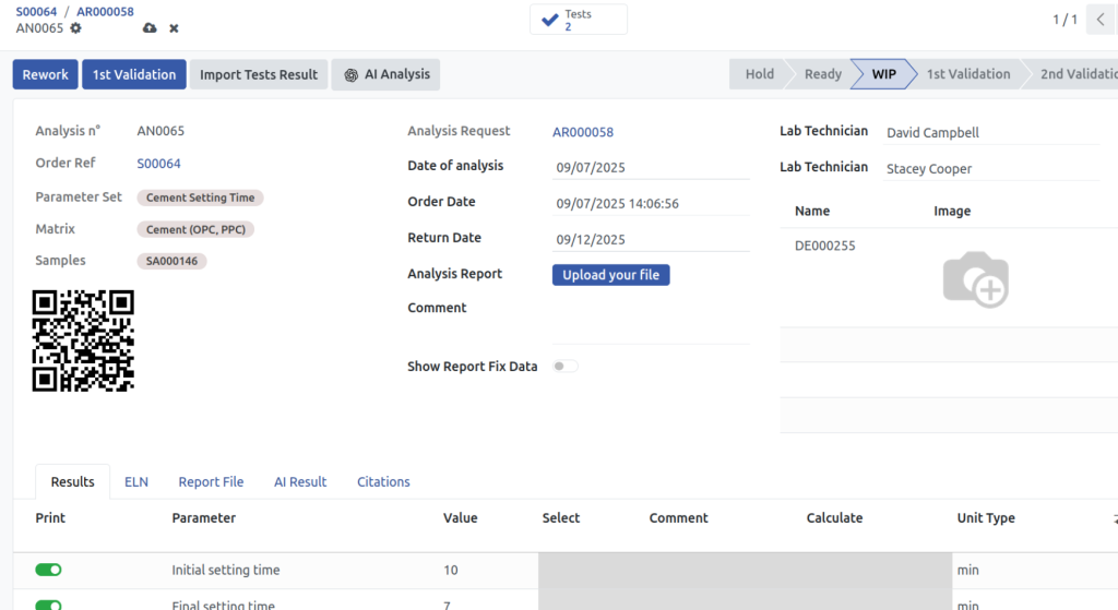 Lab analysis software for materials testing industry