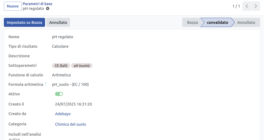parametro di analisi del suolo