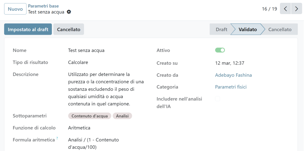 Interfaccia software per la gestione di laboratori di analisi chimiche