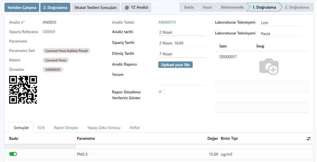 Çevresel hava kalitesi laboratuvar analizi